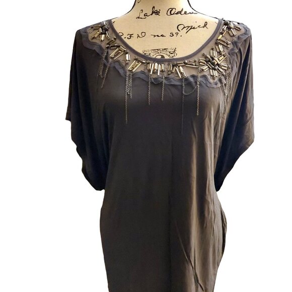 Richmond Gray Beaded Top w/Back Waist Tie Sz 44 NWT - Picture 2 of 13